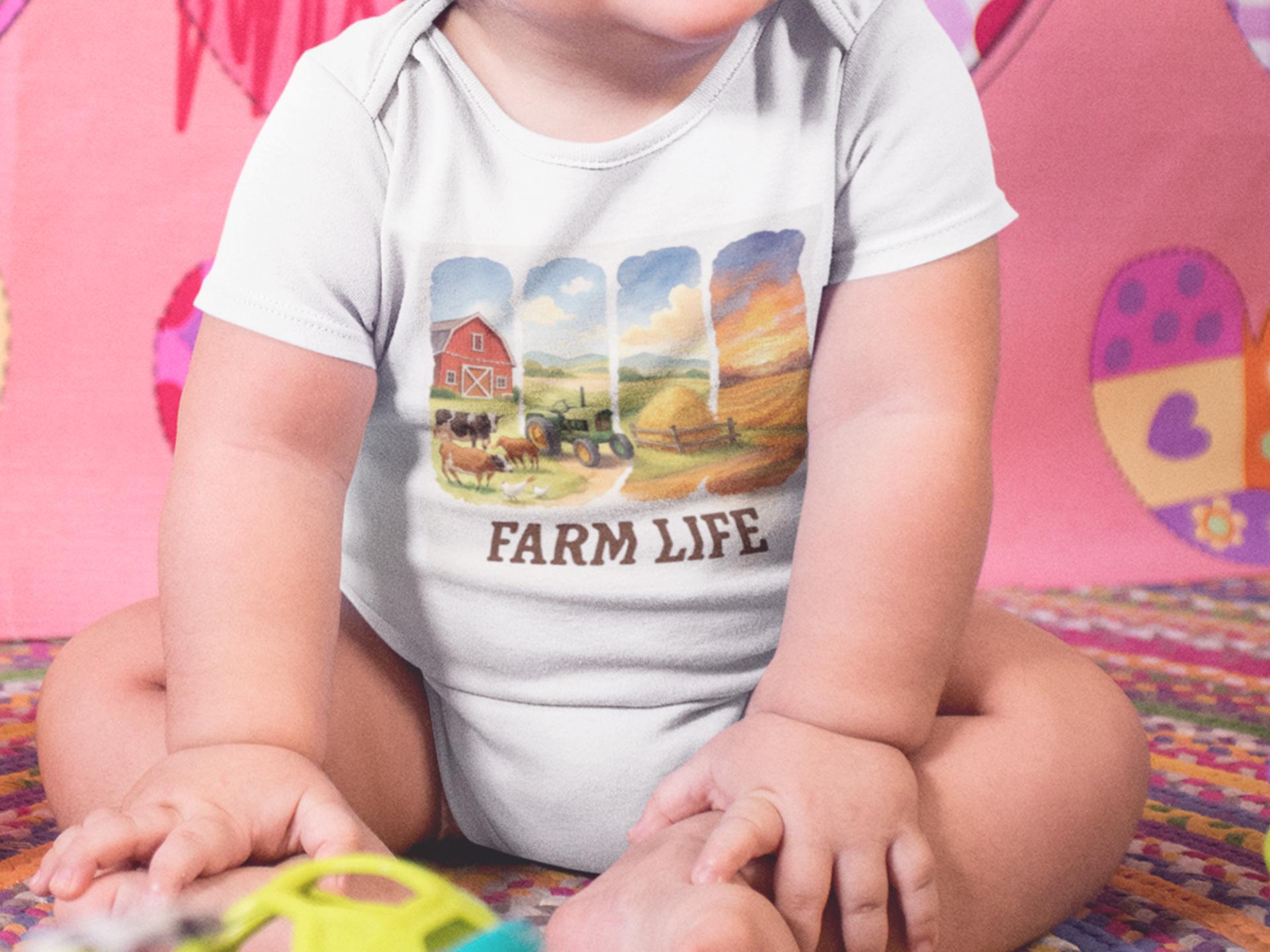 Baby Farm Life Onesie  Farm Infant Bodysuit Farm Related Kids Farm Baby Shower Gift Newborn Gifted Farm-Themed Clothing Cute Baby Gifte Farm